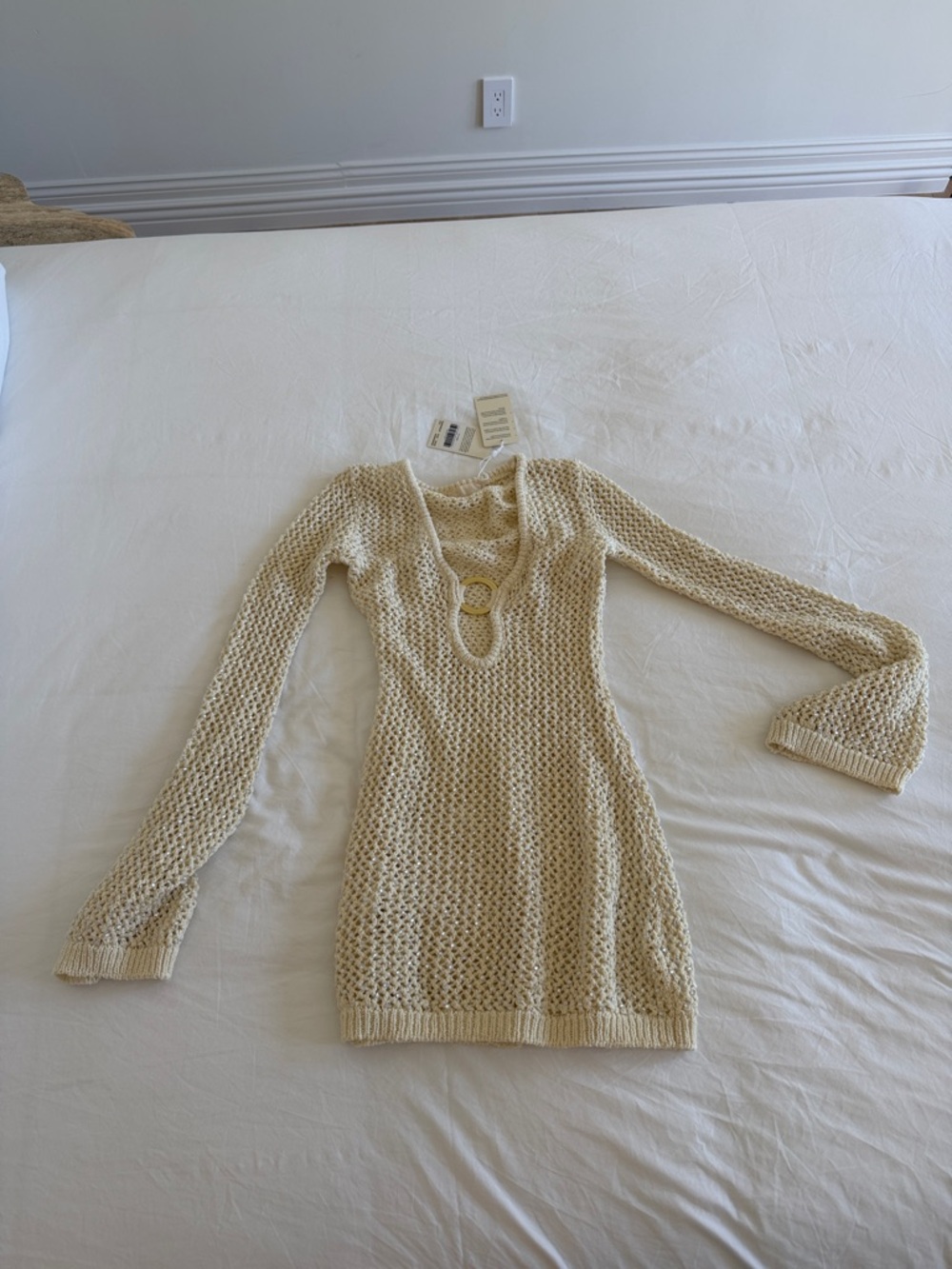 Monday Swimwear Cream Crochet Coverup Dress